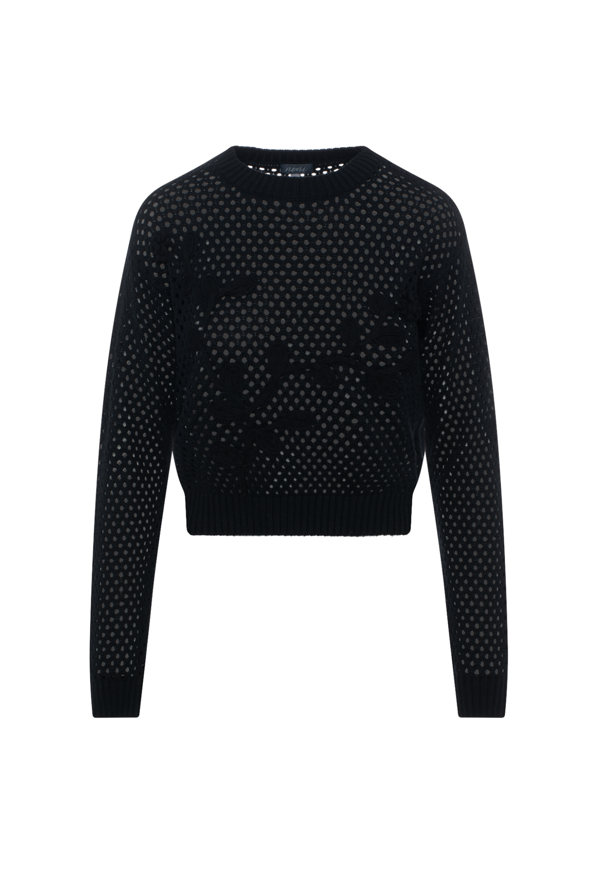 Floral Emboriderered Sweater in Black by Noni