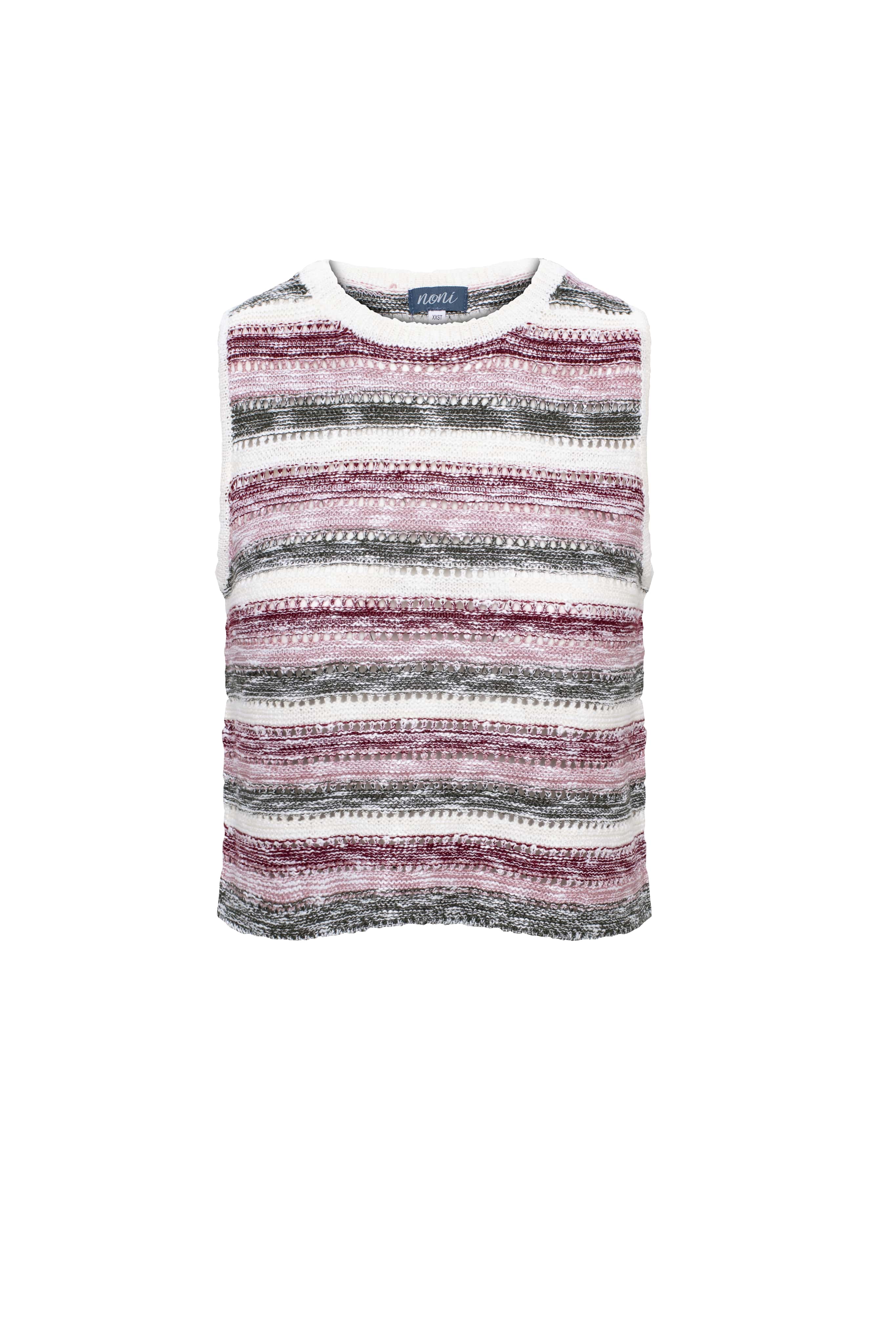 Crochet Cropped Vest in Burgundy Pink Multi by Noni