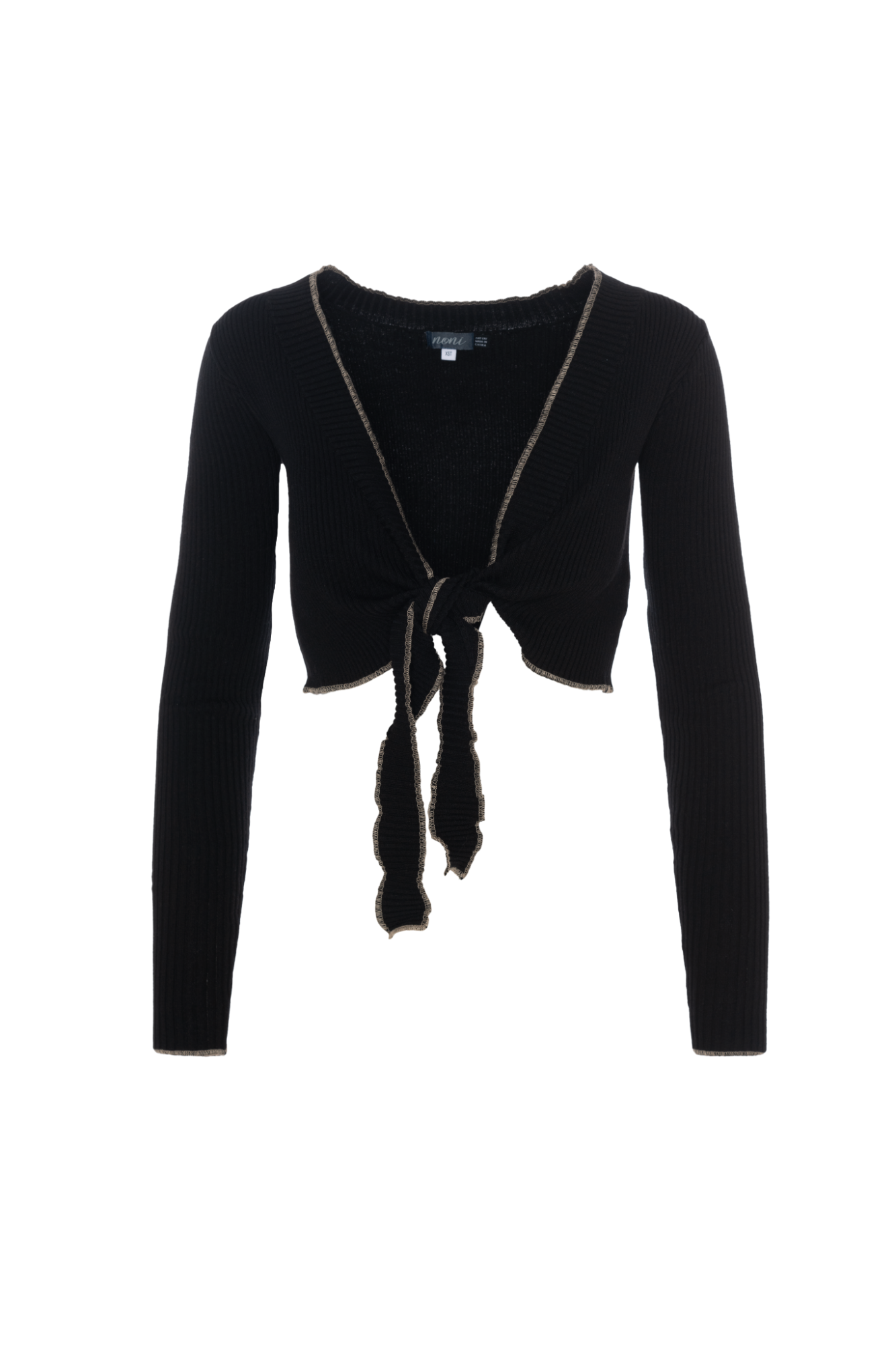 Tie Cardigan in Black by Noni