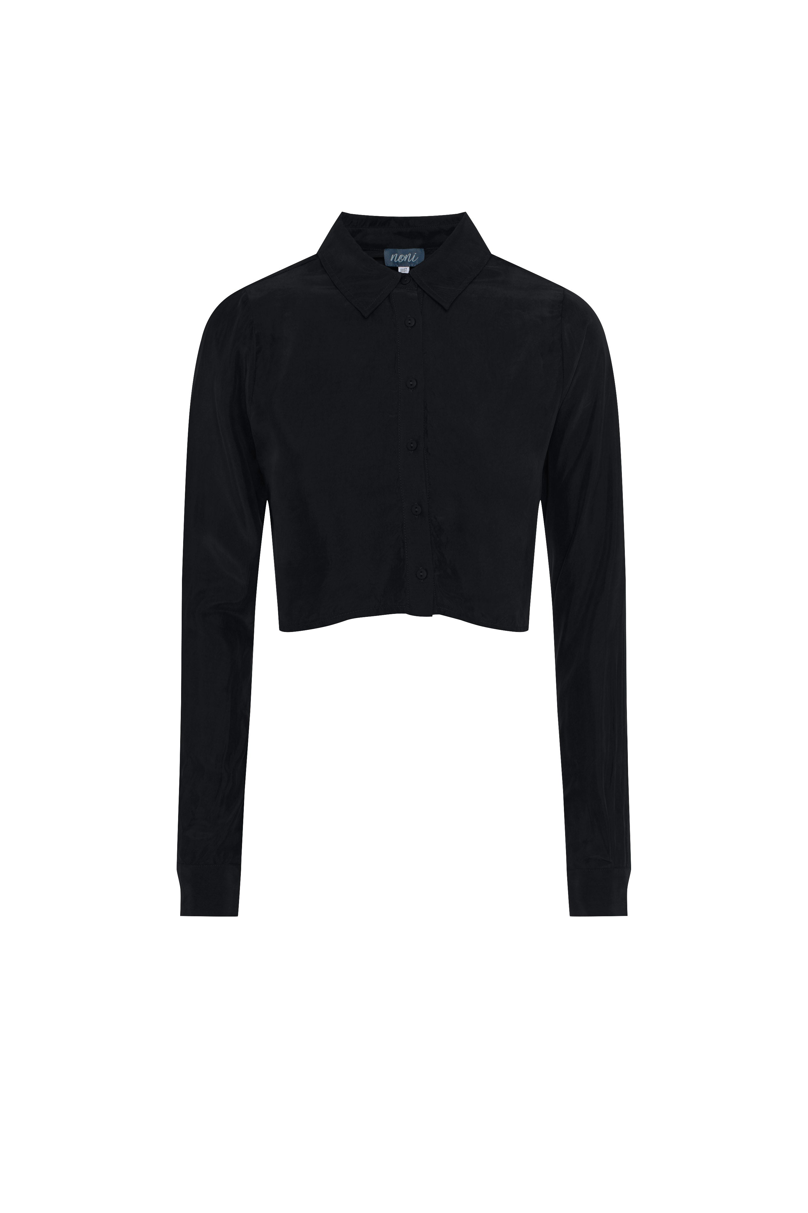 Cupro Collared Top in Black by Noni