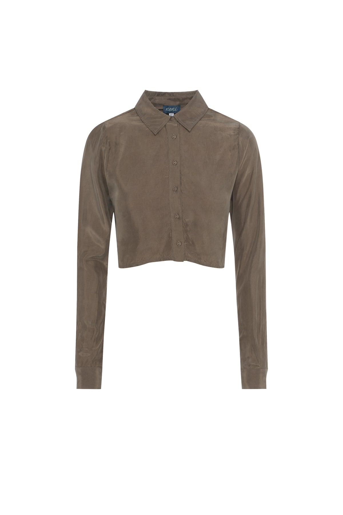 Cupro Collared Top in Taupe by Noni