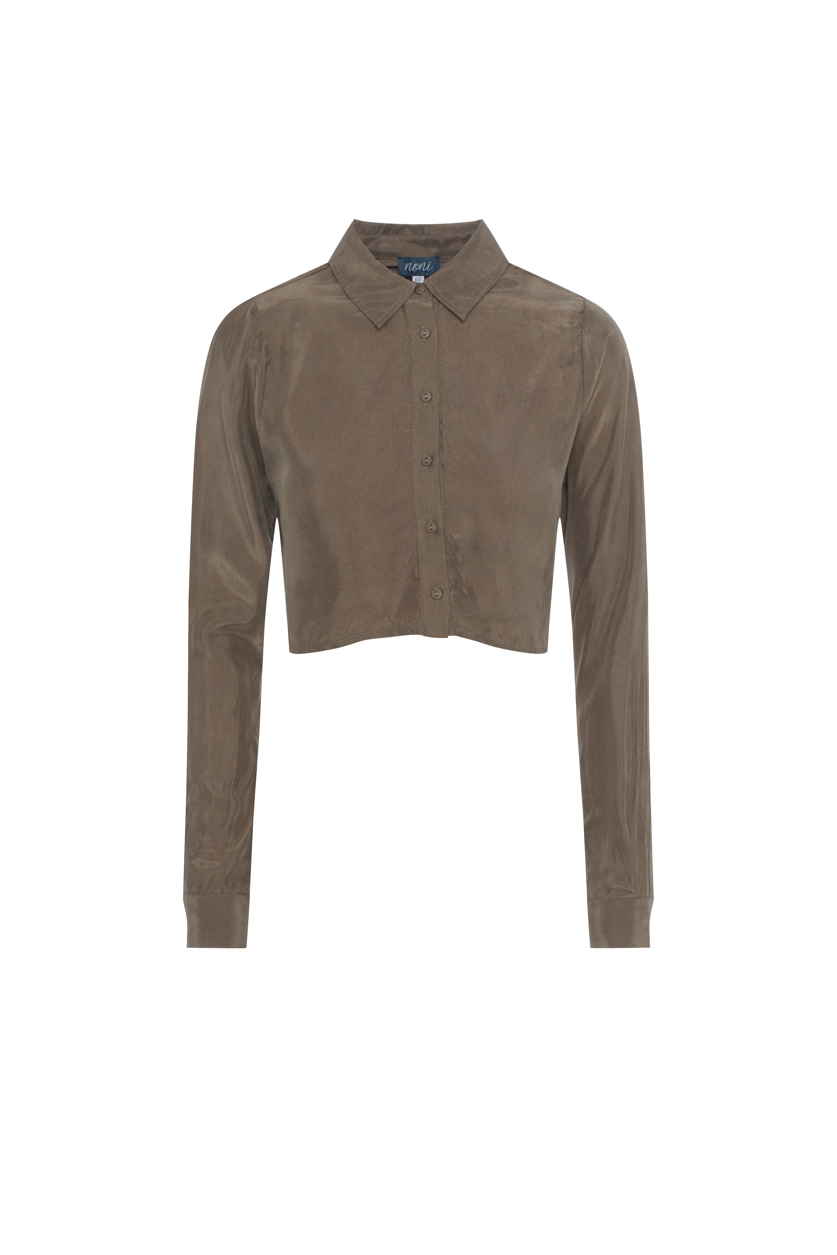 Cupro Collared Top in Taupe by Noni