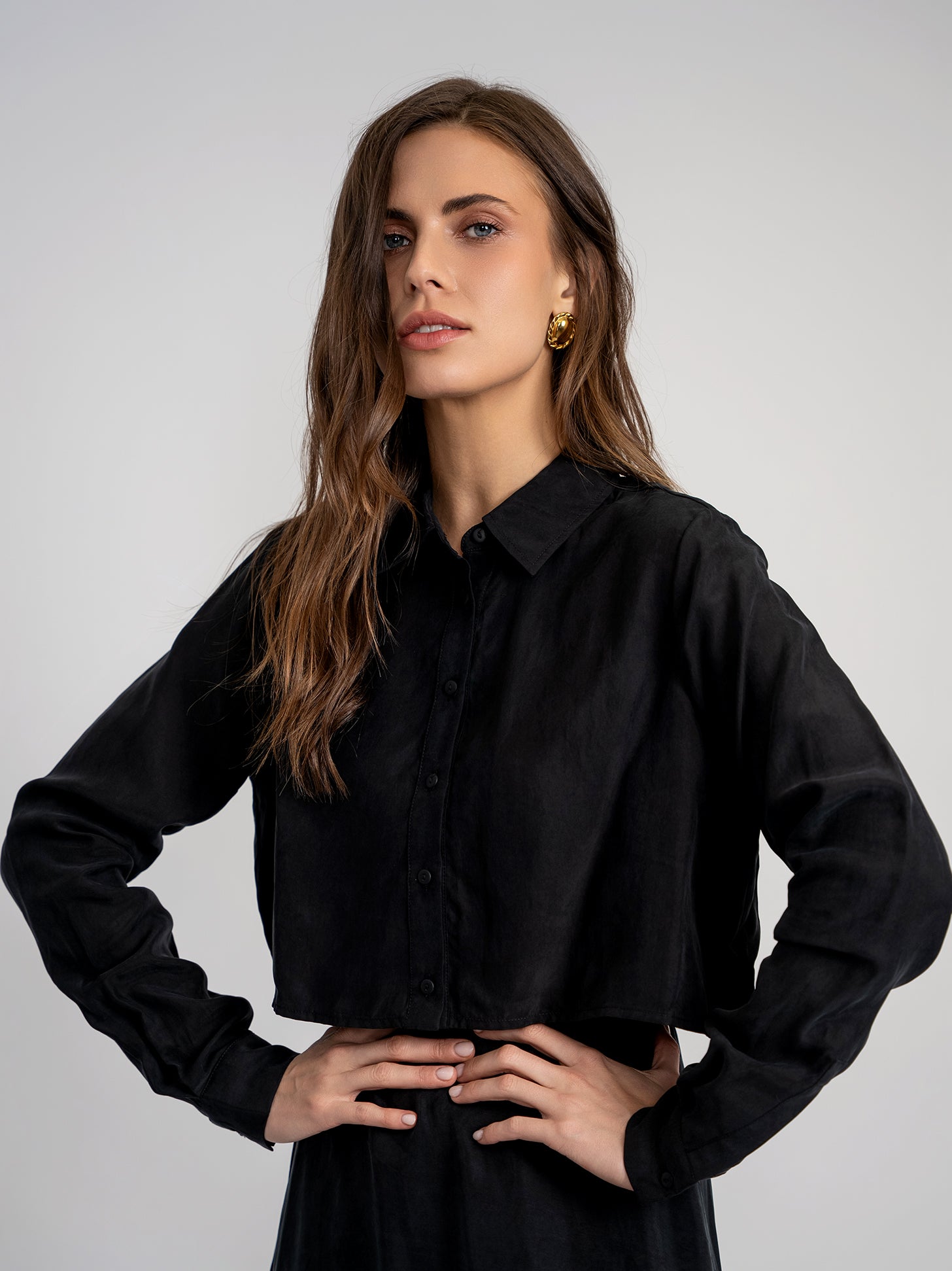 Cupro Collared Top in by Noni