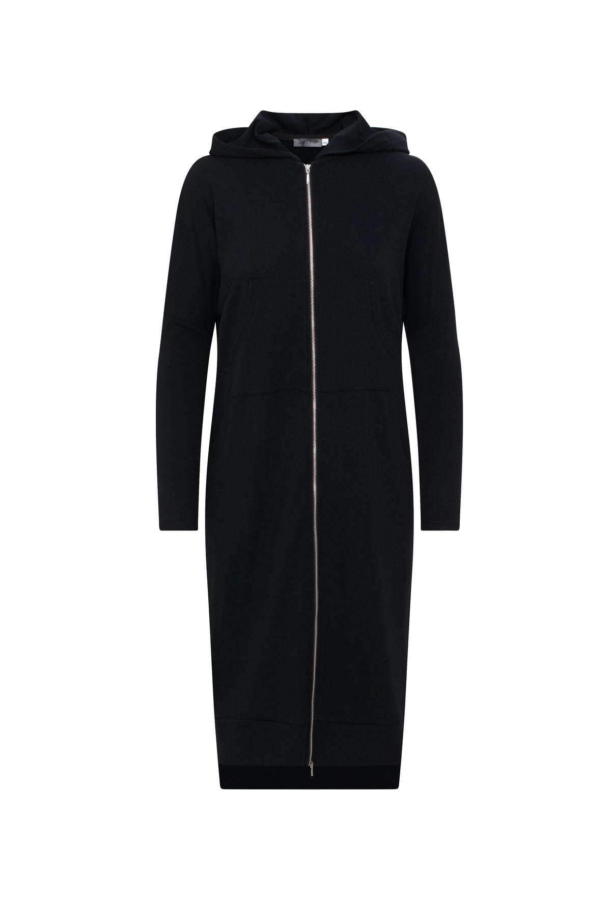Zip Up Hoodie Dress in Black by Unclear