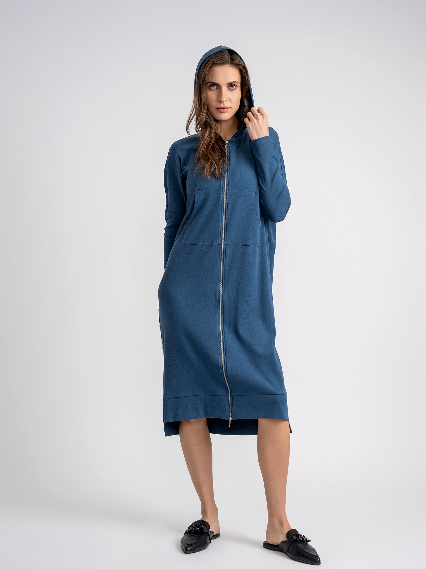 Zip Up Hoodie Dress in by Unclear