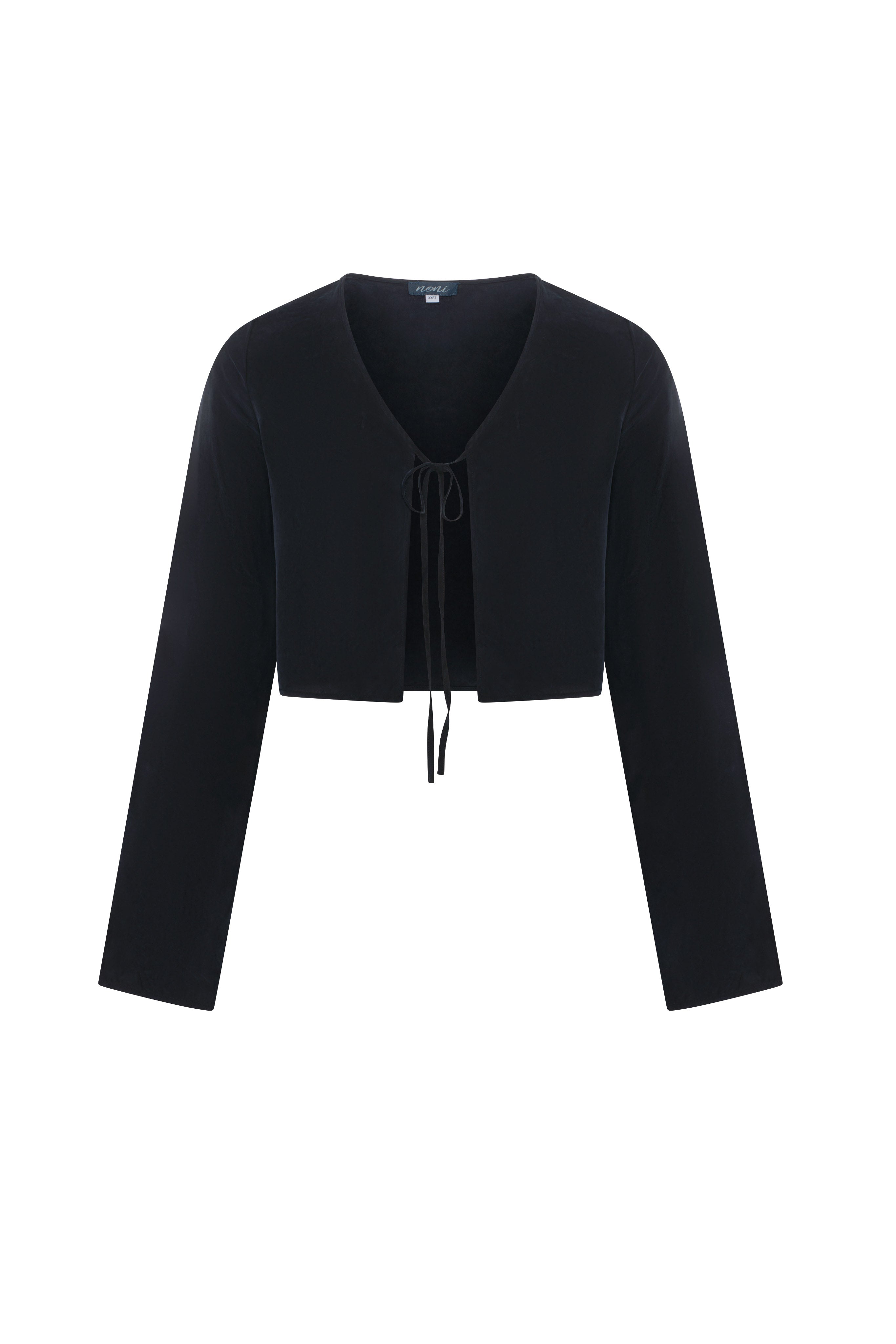 Suede Cropped Cardigan in Black by Noni