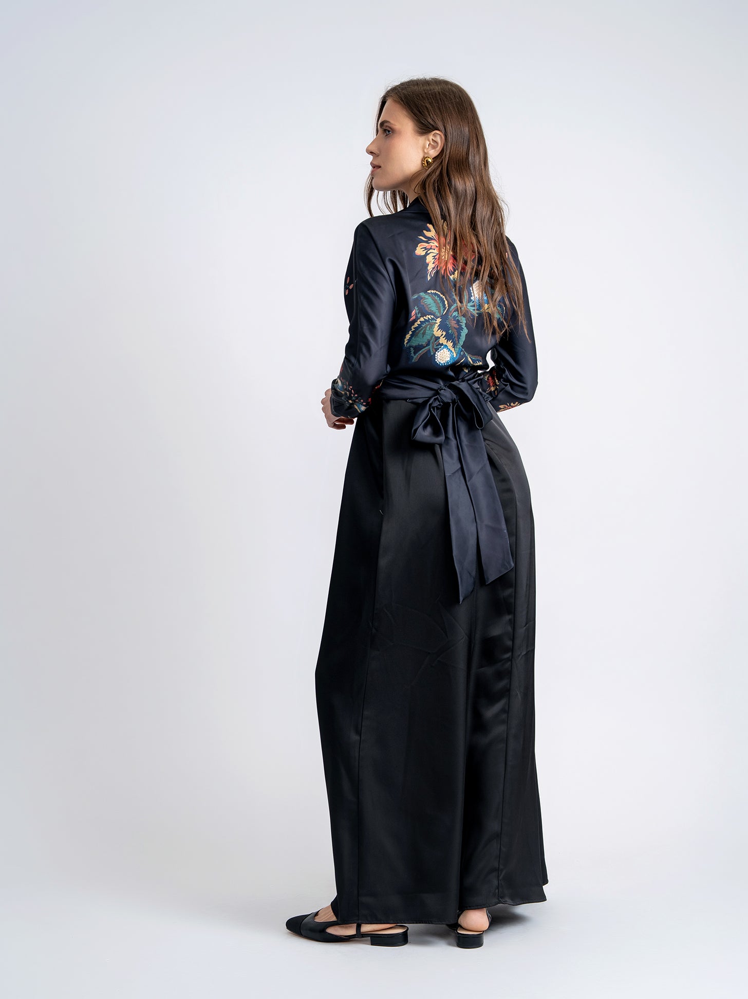 Satin Print Wrap Blouse in by Noni