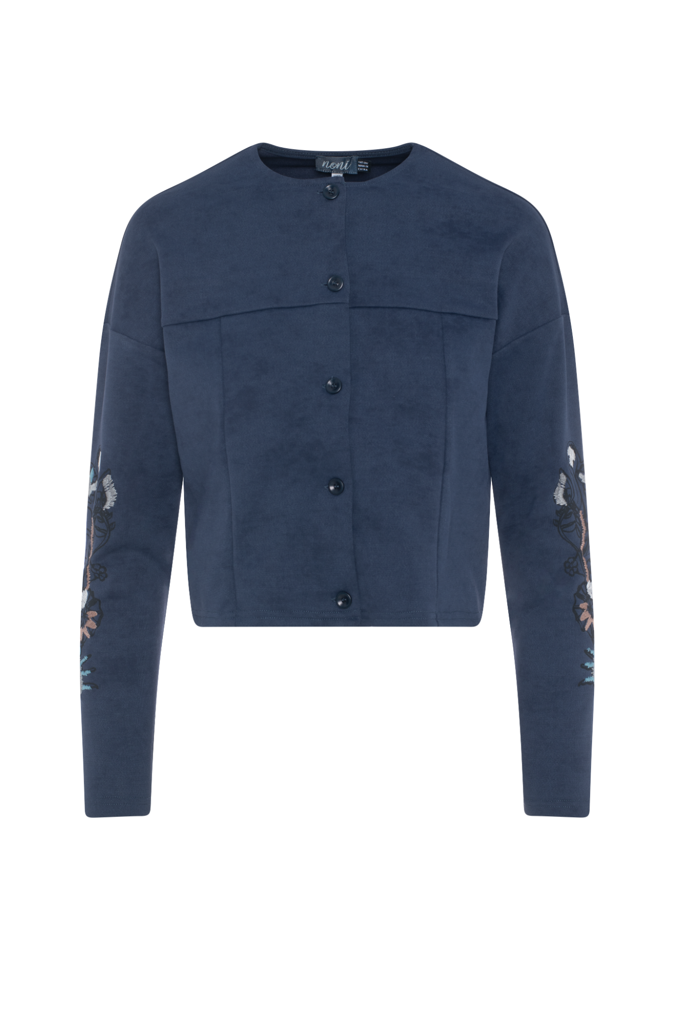 Cropped Embroidered Jacket in Navy by Noni