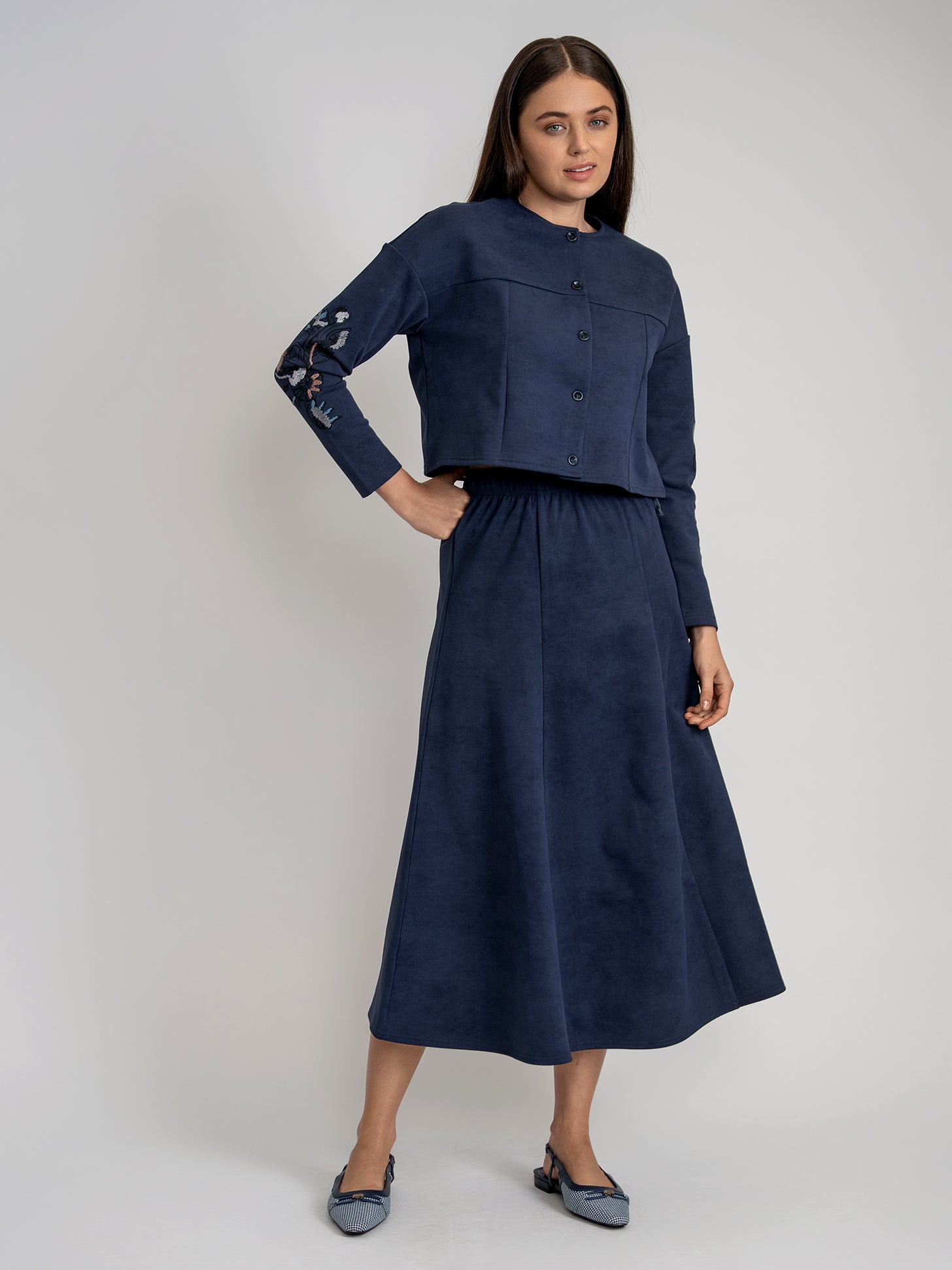 Cropped Embroidered Jacket in by Noni