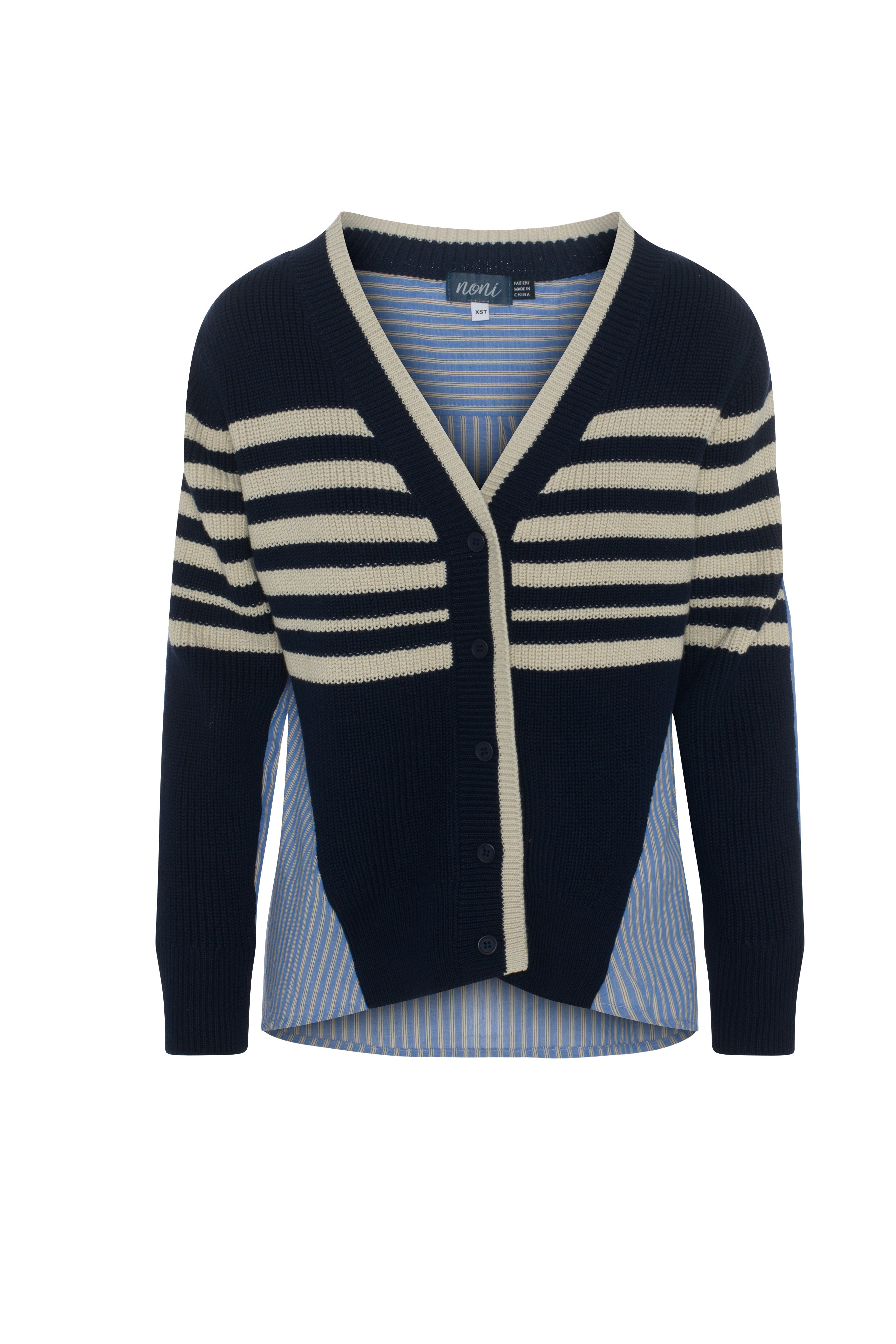 Cardigan Shirt Combo in Navy Blue by Noni