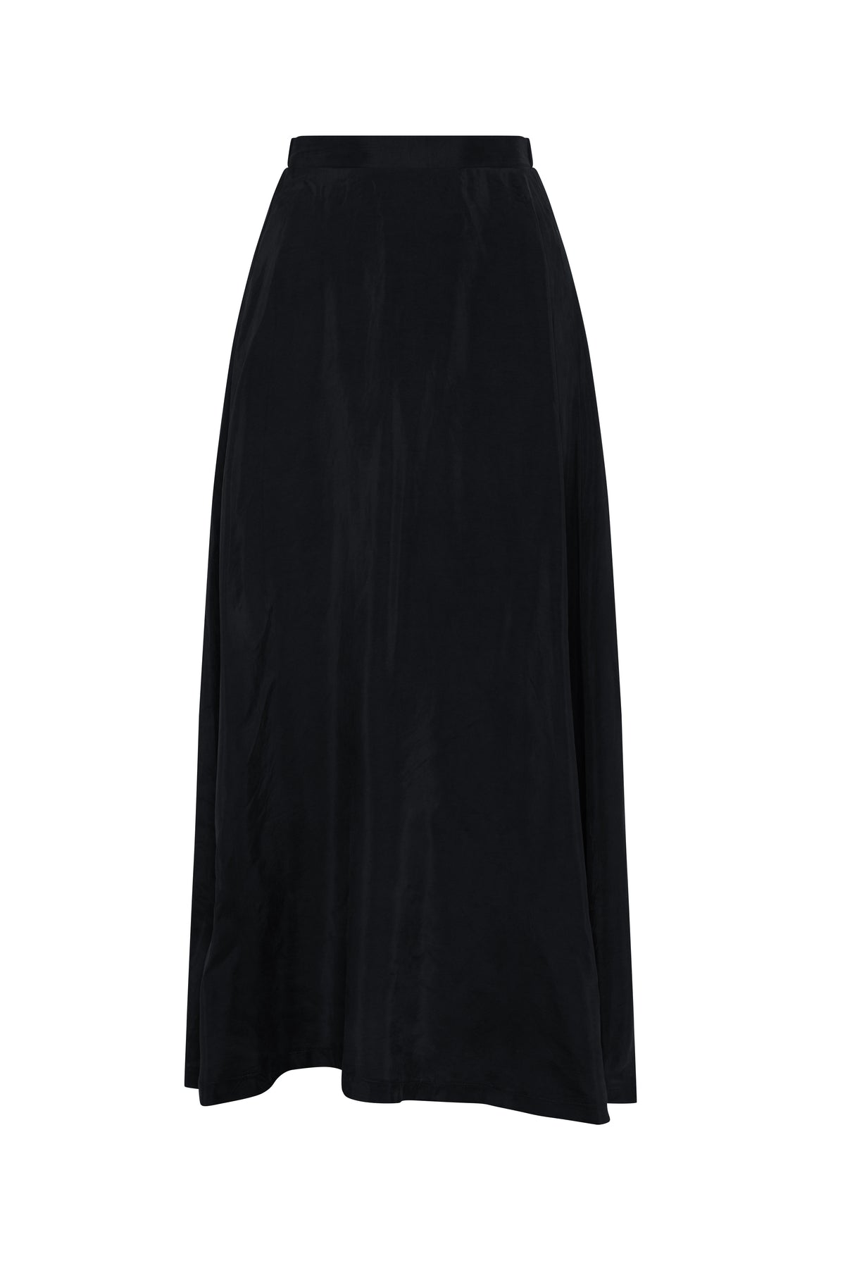 A-Line Cupro Midi Skirt in Black by Noni