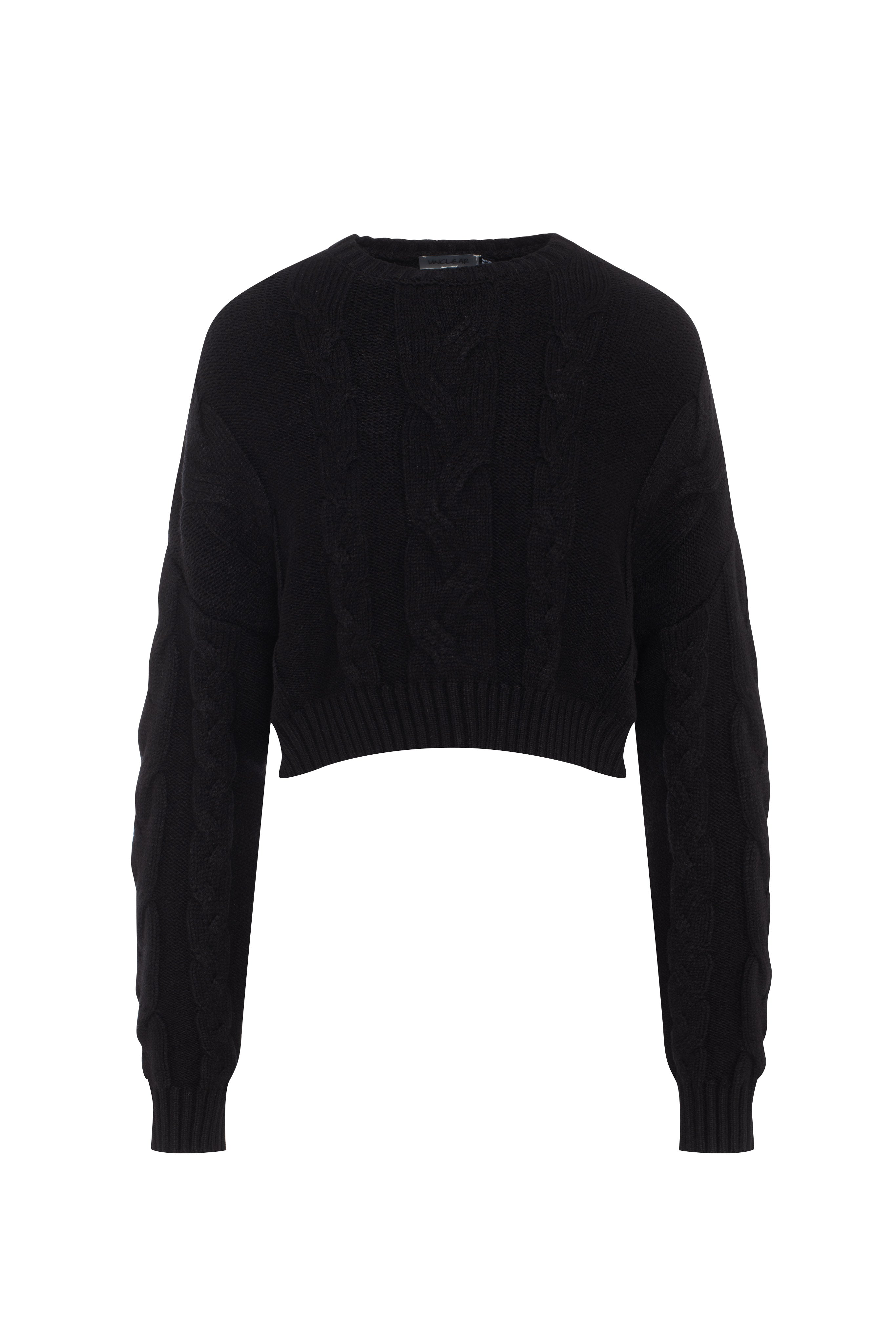 Braided Knit Sweater in Black by Unclear