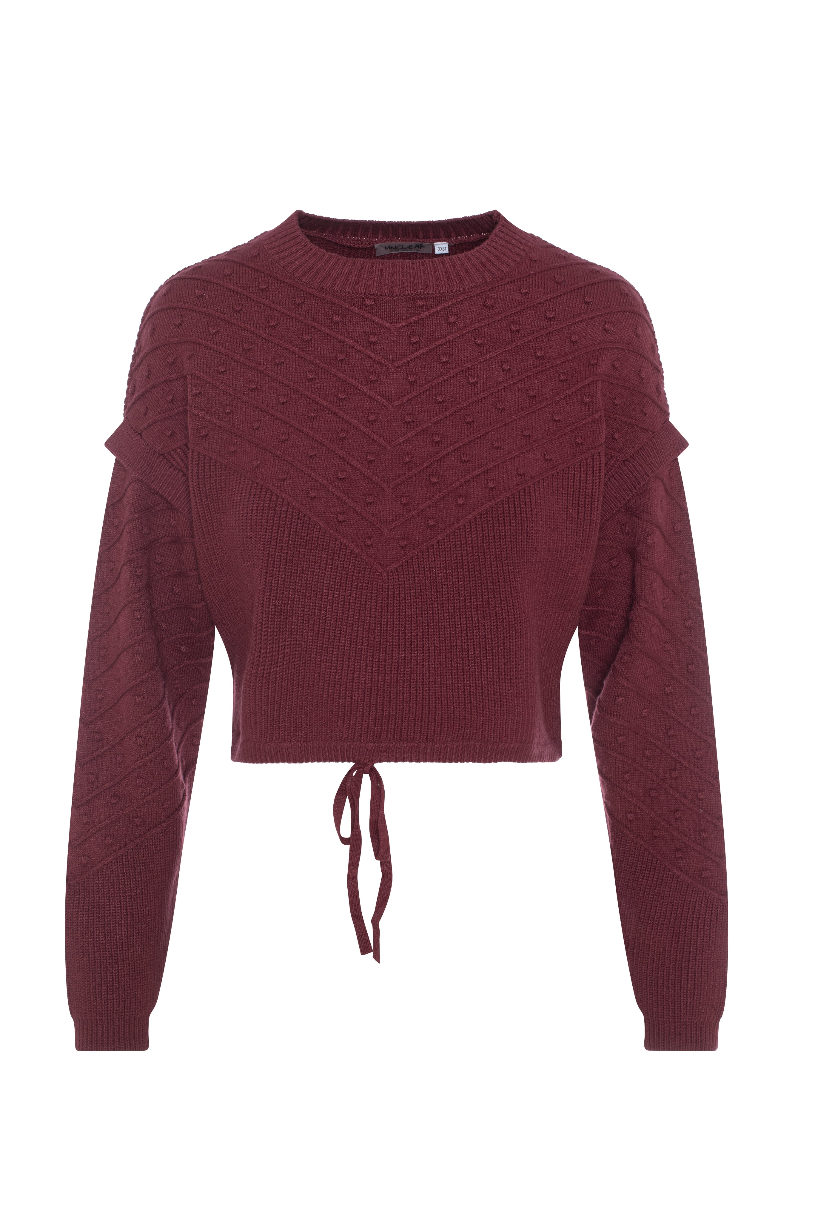 Crop Knit Sweater in Burgundy by Unclear