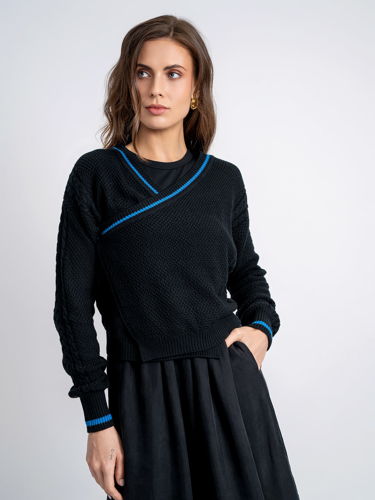 Contrast Wrap Knit Cardigan in by Noni