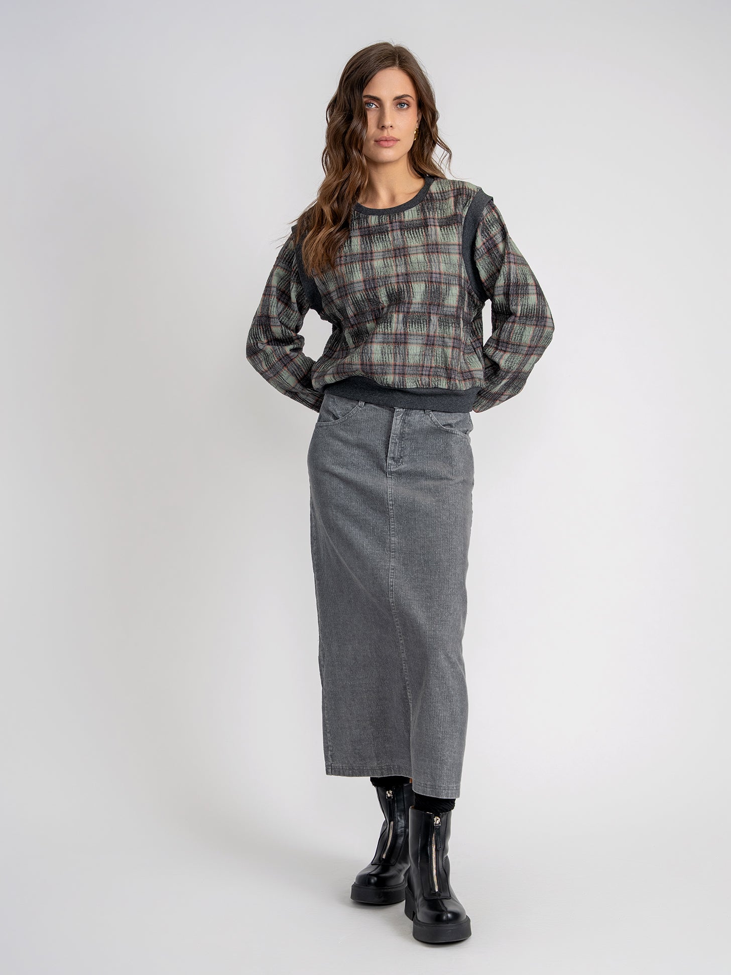 Crinkled Sweater in by Noni