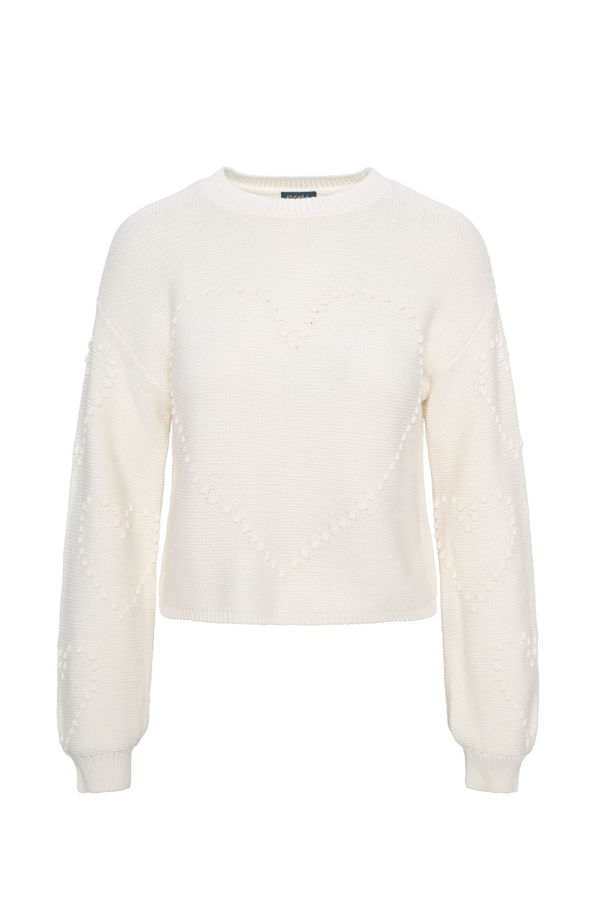 Heart Knitted Sweater in Cream by Noni