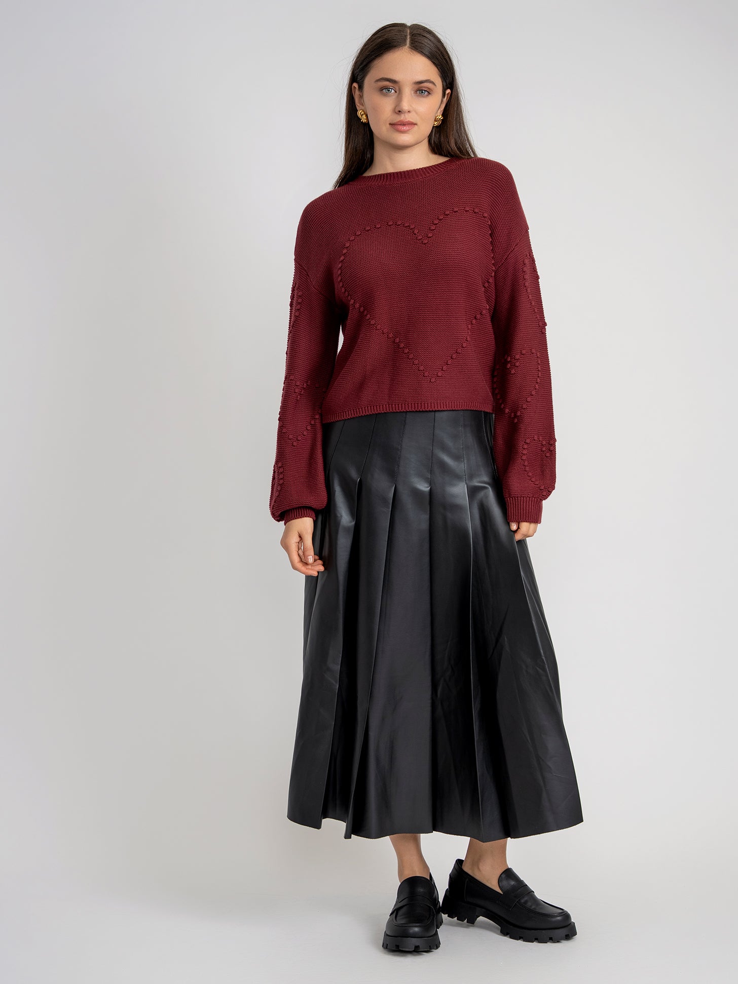 Heart Knitted Sweater in by Noni