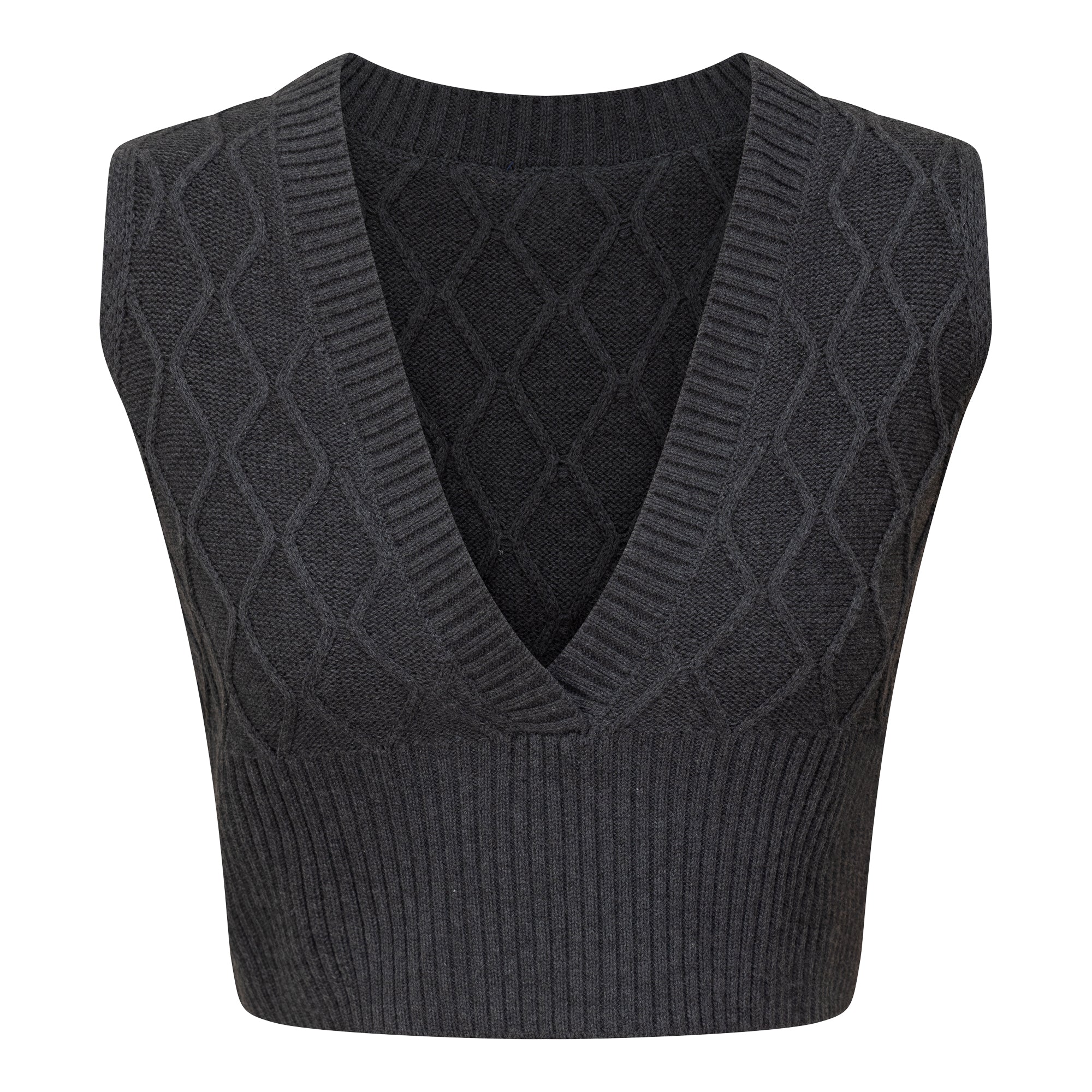 Textured Knit Vest in Charcoal Mix by Noni