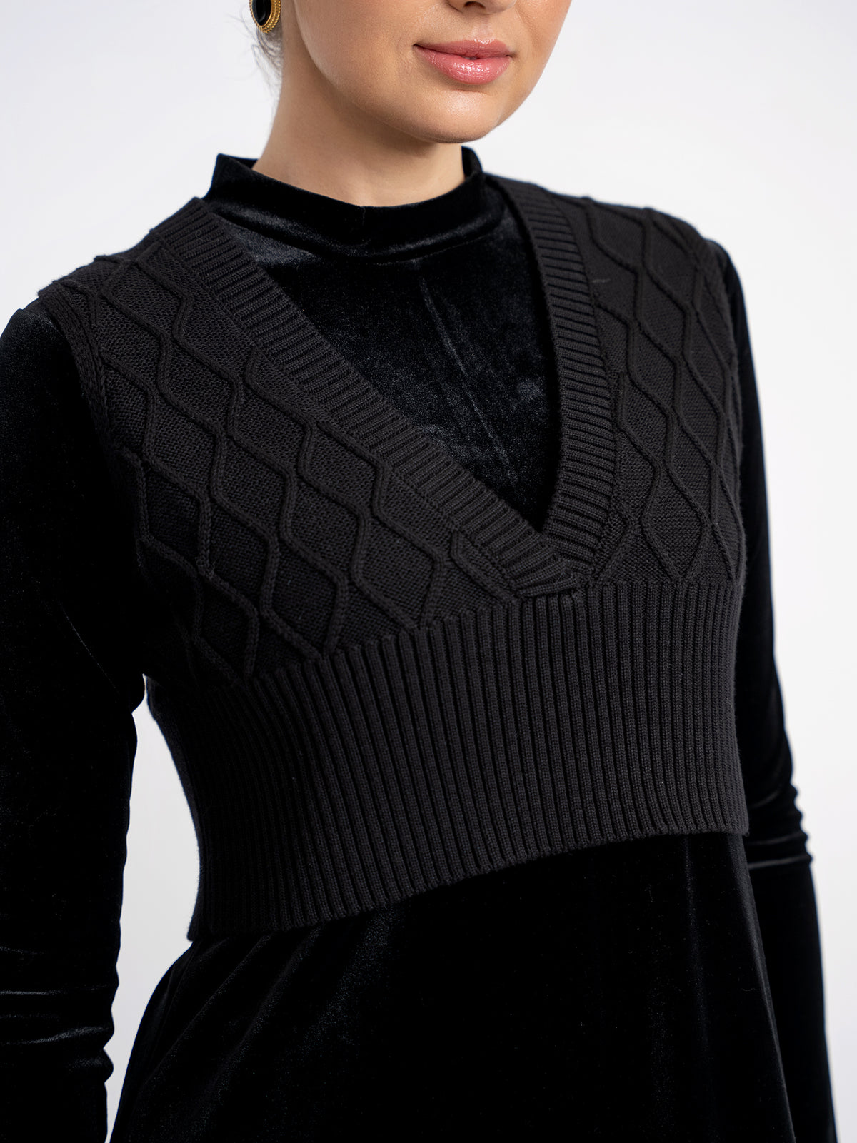 Textured Knit Vest in Charcoal Mix by Noni