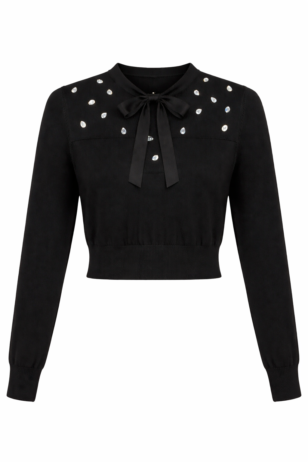 Cropped Diamond Tie Sweater in Black by Marjun