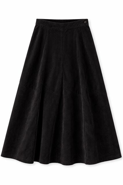 Corduroy Maxi Trumpet Skirt in Black by Faves