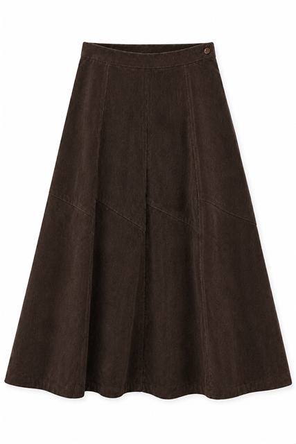 Corduroy Maxi Trumpet Skirt in Chocolate by Faves