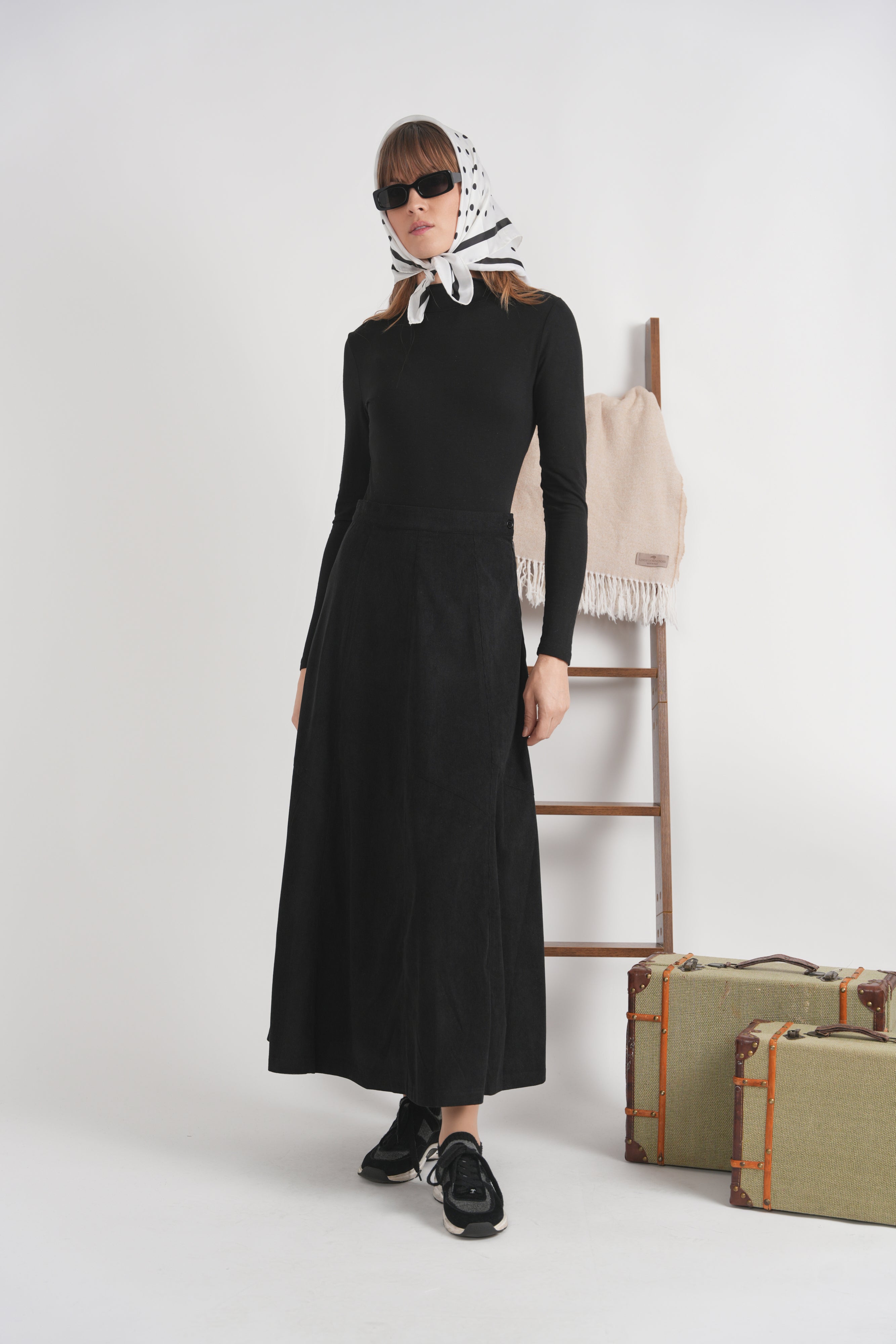Corduroy Maxi Trumpet Skirt
