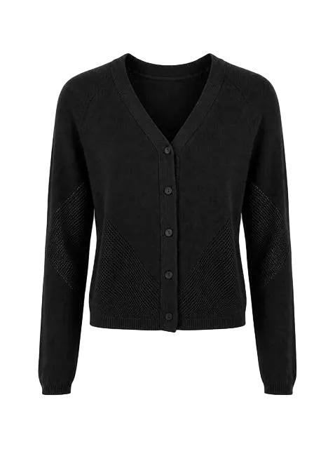 Knitted Boucle Cropped Cardigan in Black by Club Malibu