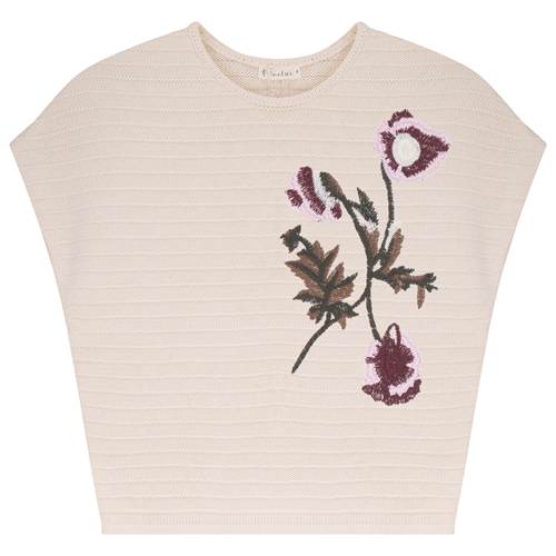 Floral Embroidered Sweater Vest in Cream by ccelui cream