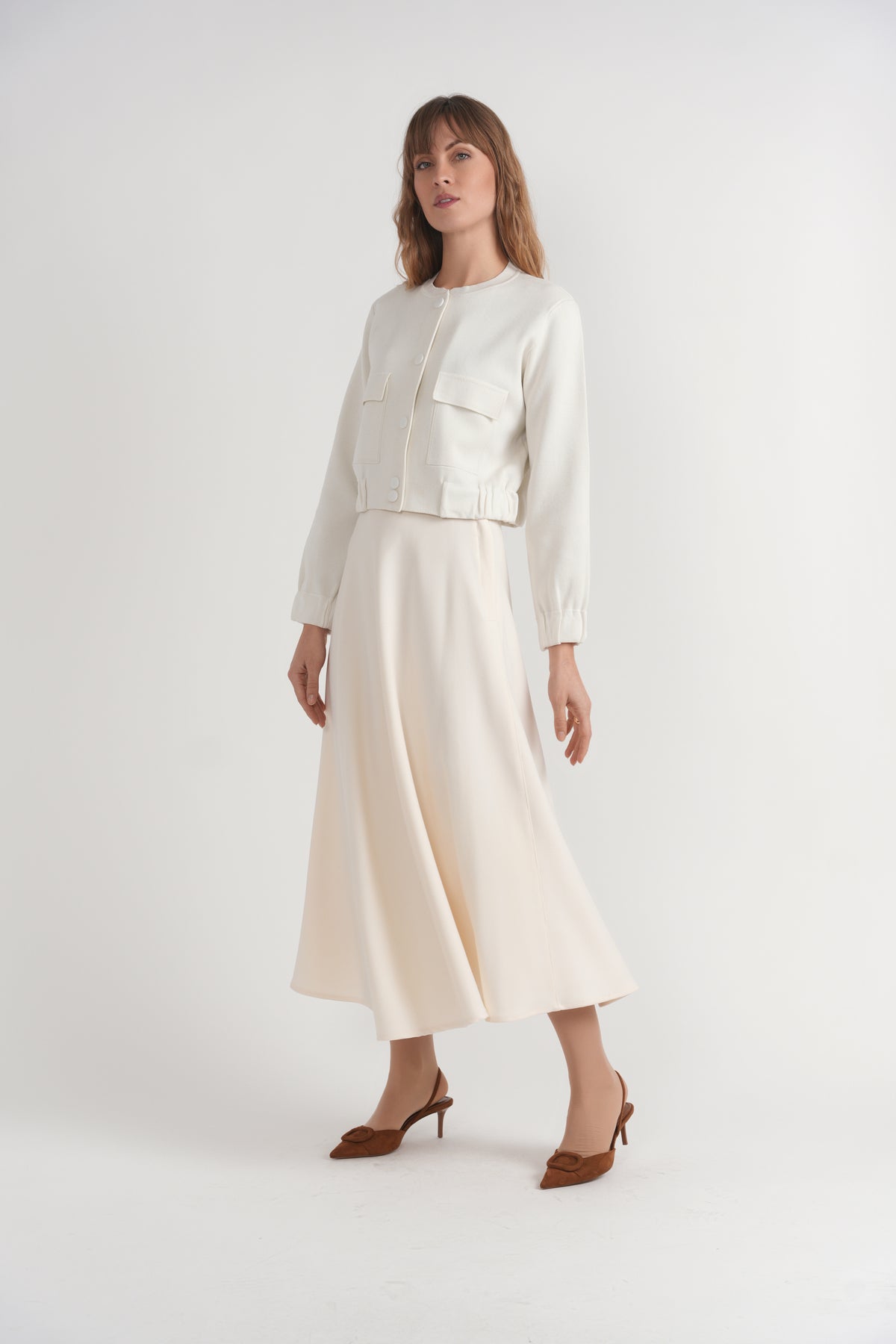 Knit Jacket in Cream by Milan Italy