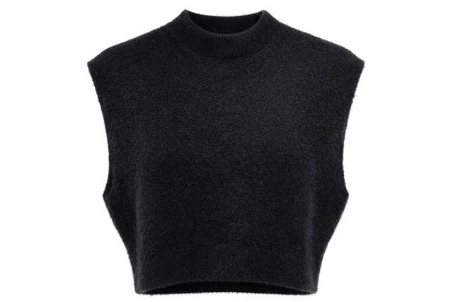 Cropped Mohair Mock Neck Vest in Black by Vivid
