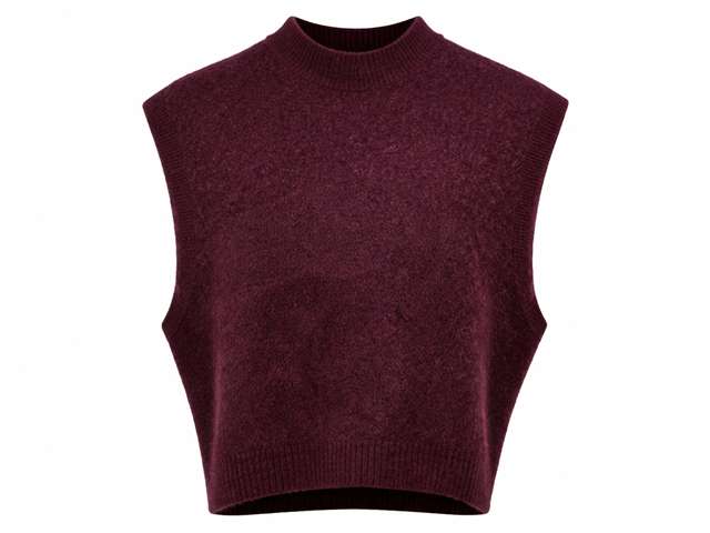 Cropped Mohair Mock Neck Vest in Dark Wine by Vivid