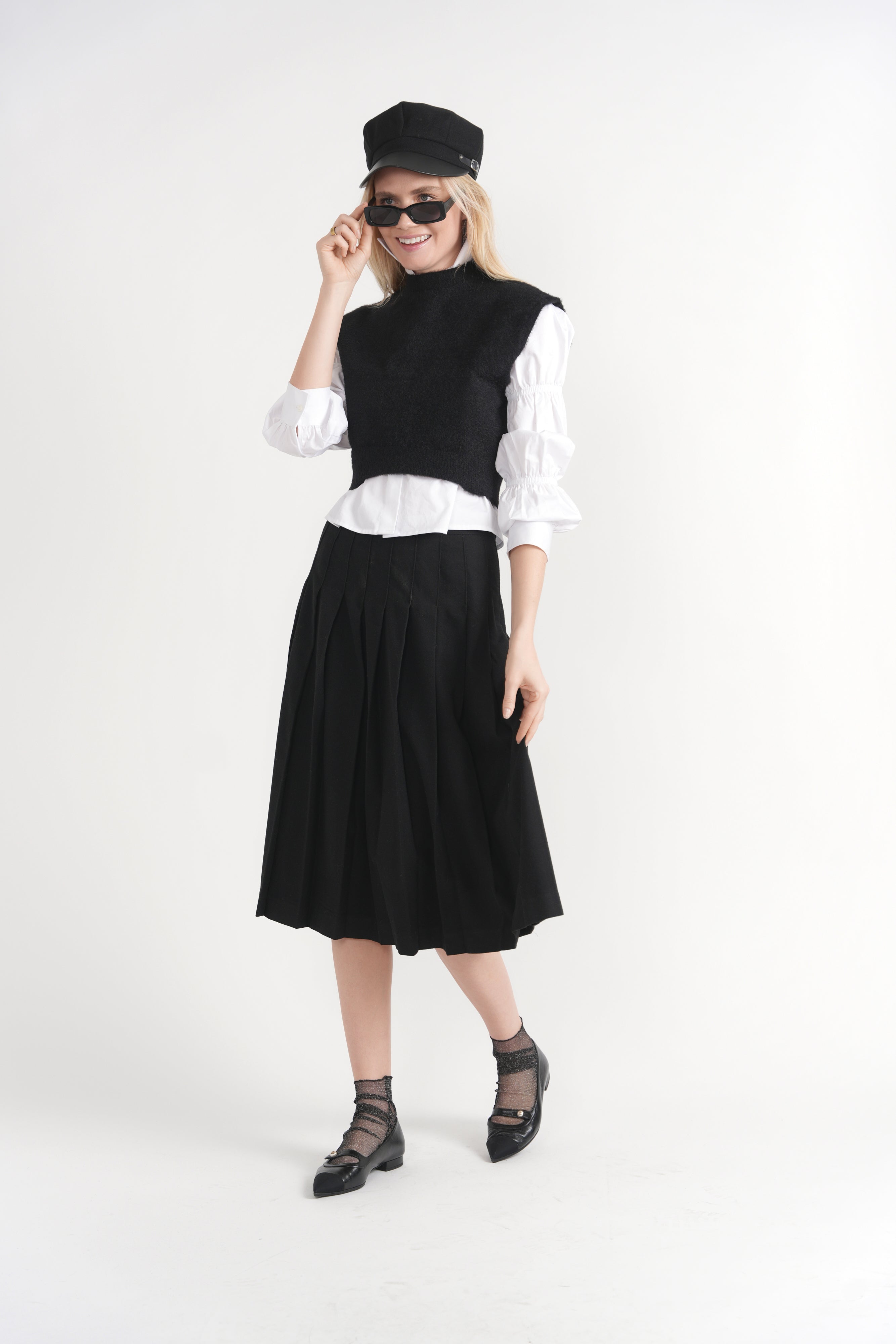 Cropped Mohair Mock Neck Vest in by Vivid