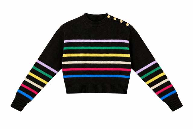 Cropped Striped Knit Sweater