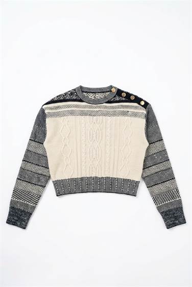 Cable Dolman Sweater in Cream Dark Denim by Spades