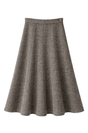 Wool Button Side Midi Skirt in Ash by Birt UK