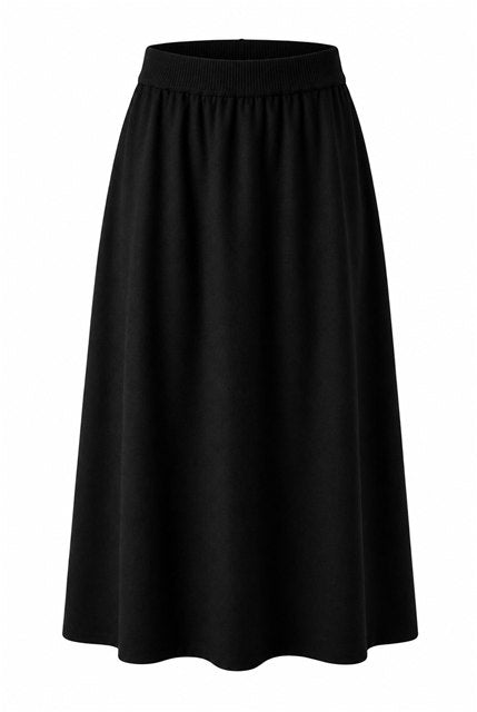 Wool Pull On Midi Skirt in Black by Club Malibu