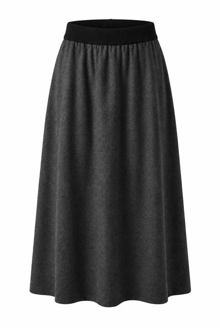 Wool Pull On Midi Skirt in Charcoal by Club Malibu