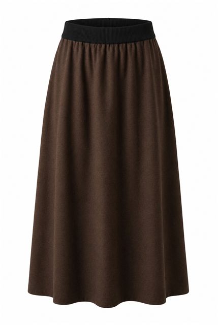 Wool Pull On Midi Skirt in Cocoa by Club Malibu