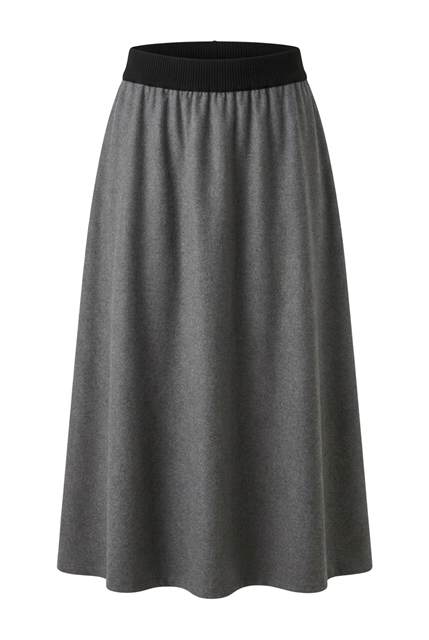 Wool Pull On Midi Skirt in Grey by Club Malibu