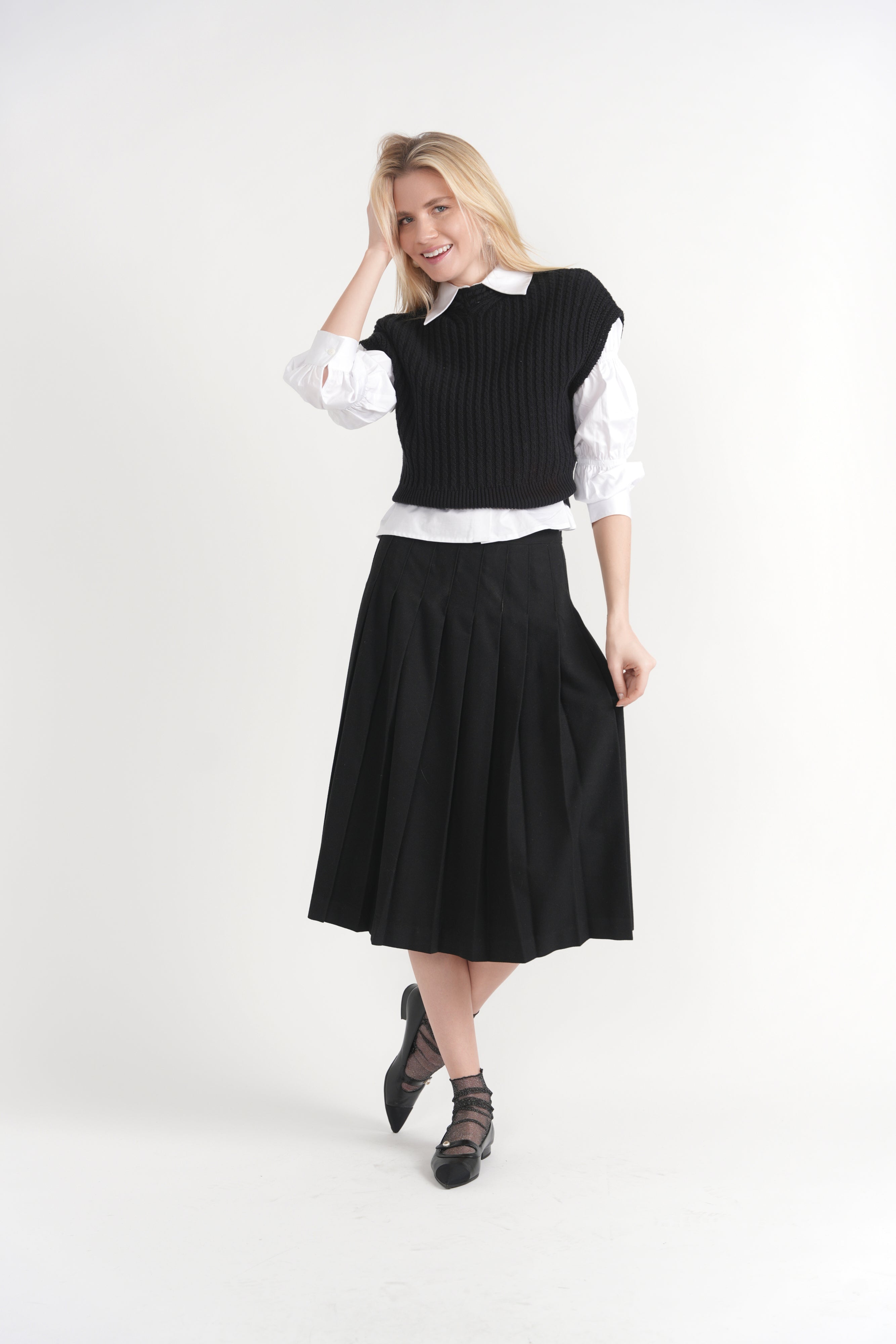 Ribbed Cropped Knit Vest in by Vivid