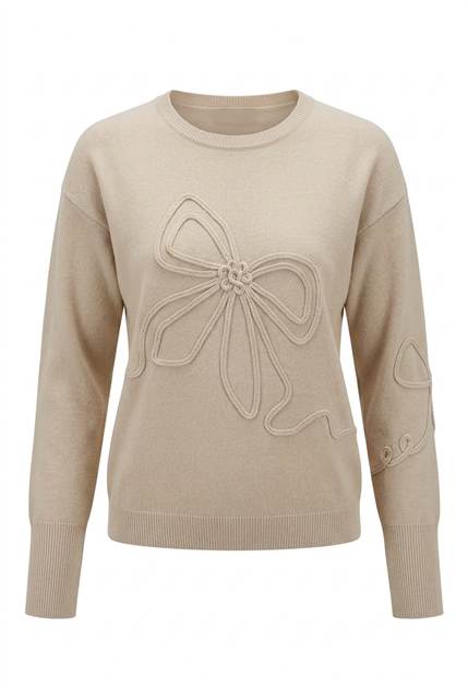 Applique Sweater in Light Oatmeal by Birch