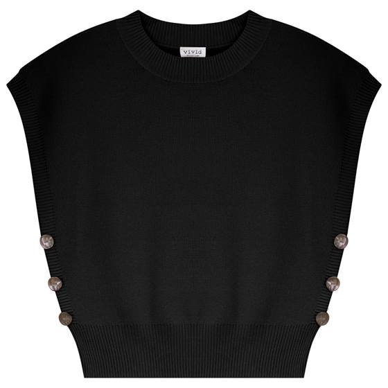 Cropped Knit Vest in Black by Vivid