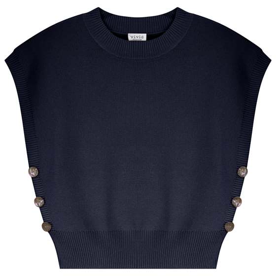Cropped Knit Vest in Dark Navy by Vivid