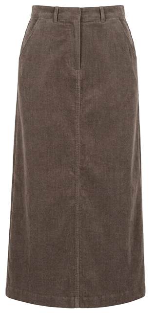 Corduroy Maxi Straight Pocket Skirt in Ash by Faves