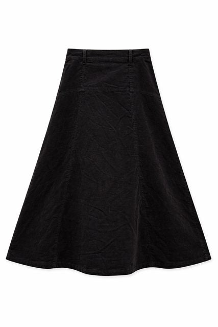 Maxi Corduroy Ulla Skirt in Black by Ulla Maxi