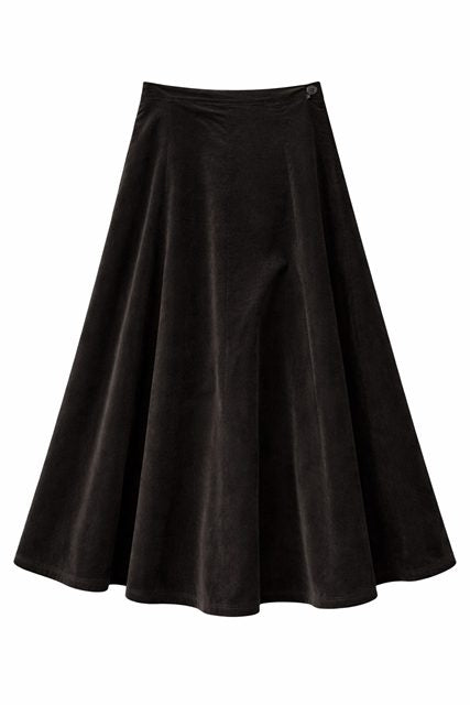 Corduroy Maxi Trumpet Skirt in Black by Faves