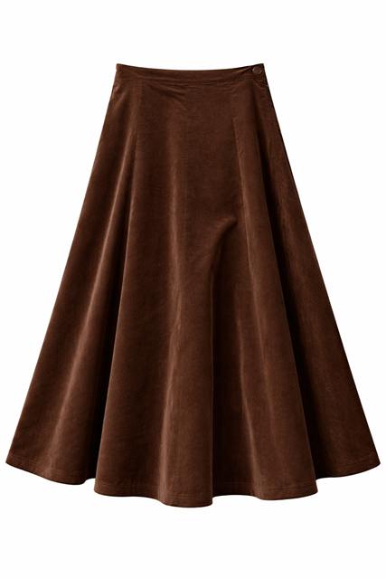 Corduroy Maxi Trumpet Skirt in Coffee by Faves