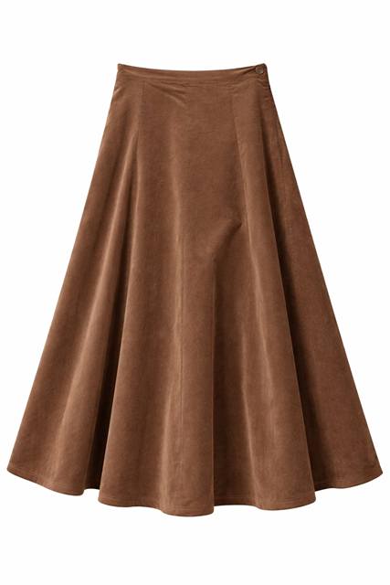 Corduroy Maxi Trumpet Skirt in Mocha by Faves