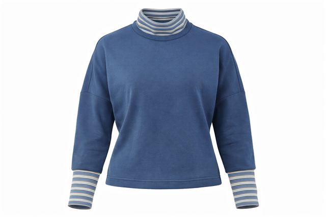 Combo Mock Neck Sweatshirt in Dark Denim Blue by Dot